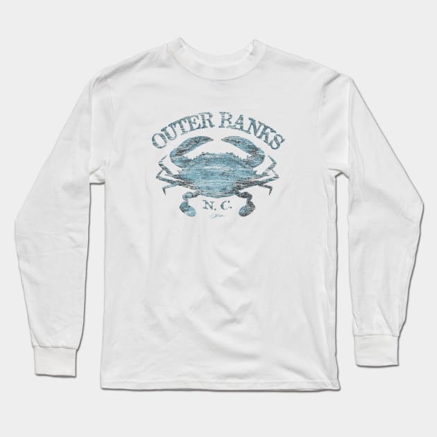 Outer Banks, NC, Atlantic Blue Crab Long Sleeve T-Shirt by jcombs